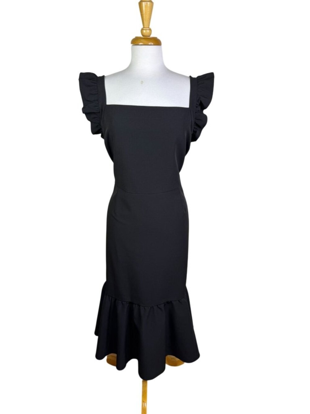 Chelsea28 Black Ruffle Sleeve Midi Dress, Elegant Dress, Size 2x